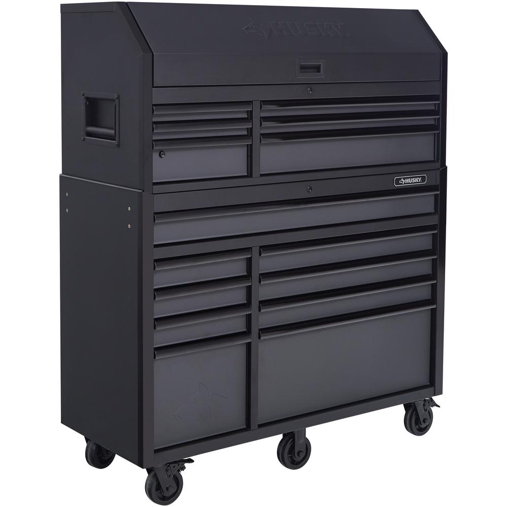 Heavy-Duty 52 In. W 15-Drawer, Deep Combination Tool Chest And Rolling Cabinet Set In Matte Black
