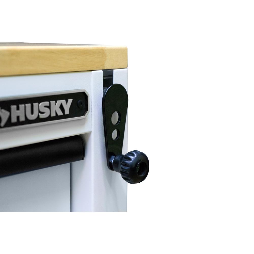 72 In. 18-Drawer Mobile Workbench With Adjustable-Height Solid Wood Top In Matte White