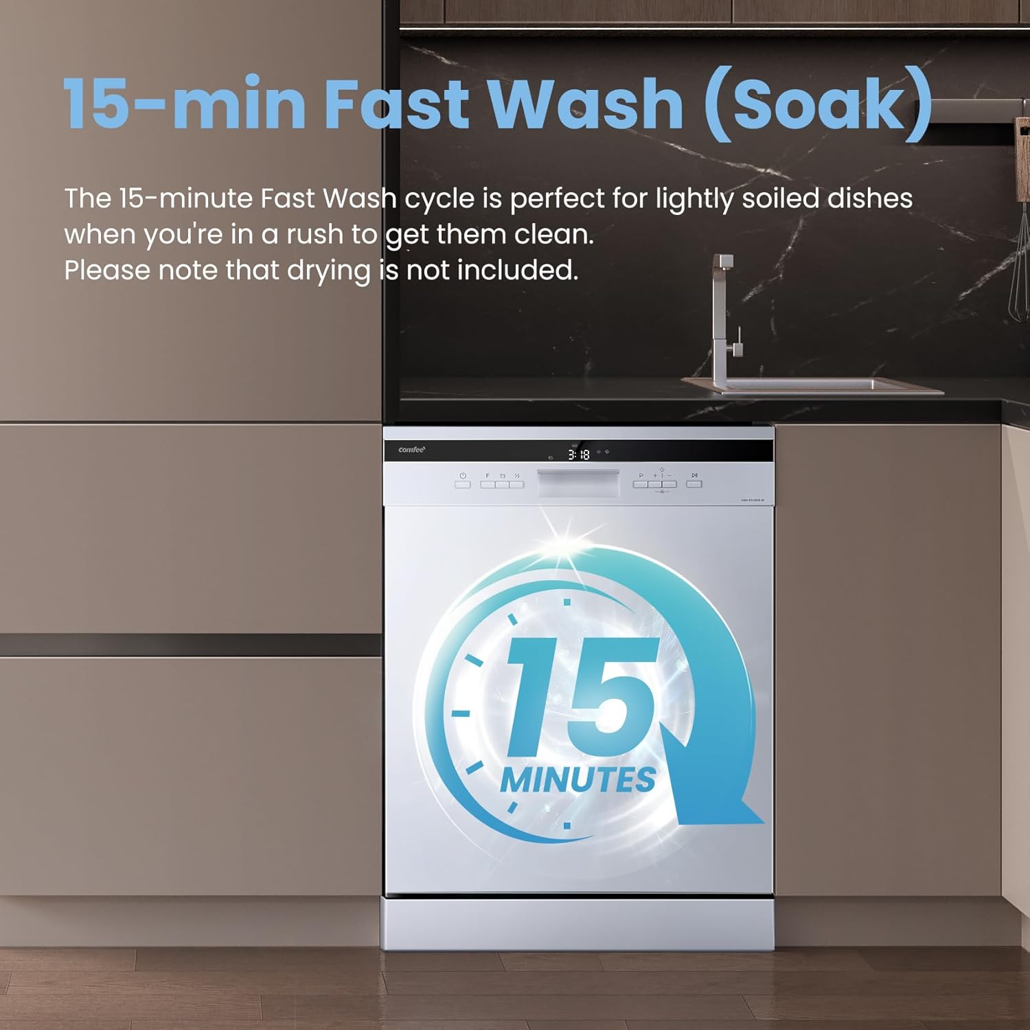 COMFEE' Freestanding Dishwasher FD1435E-W with 14 place settings