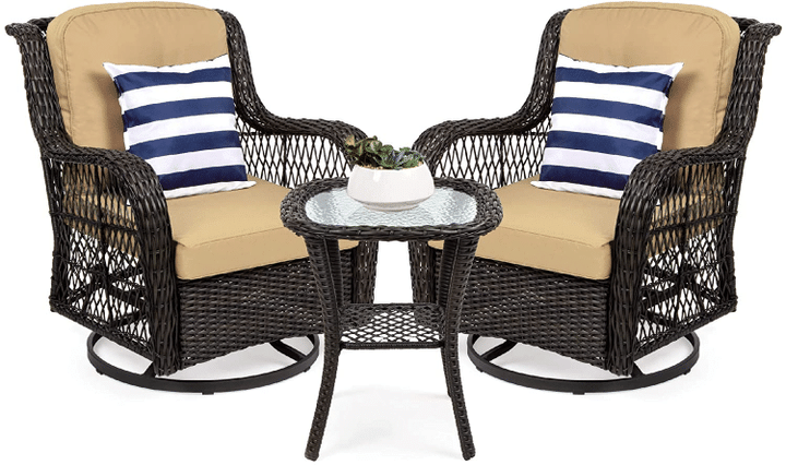 Furniture 3 Piece Patio Bistro Swivel Rocking Chairs