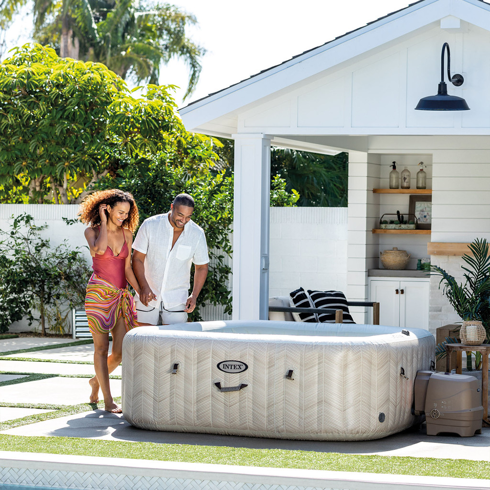 PureSpa™ Chevron Deluxe Inflatable Hot Tub Set - 6 Person