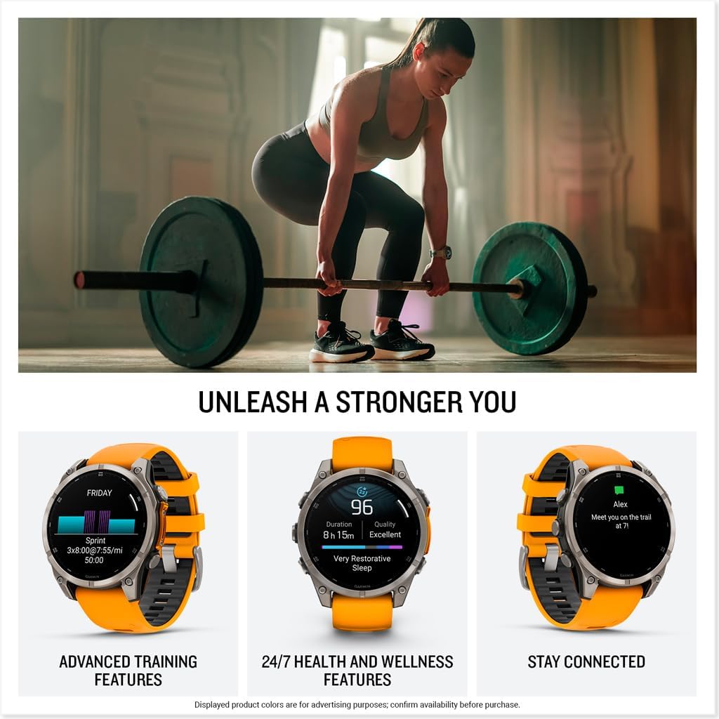 Garmin fēnix® 8 – 51 mm, AMOLED, Sapphire, Premium Multisport GPS Smartwatch, Long-Lasting Battery Life, Dive-Rated, Built-in LED Flashlight, Titanium with Spark Orange/Graphite Band