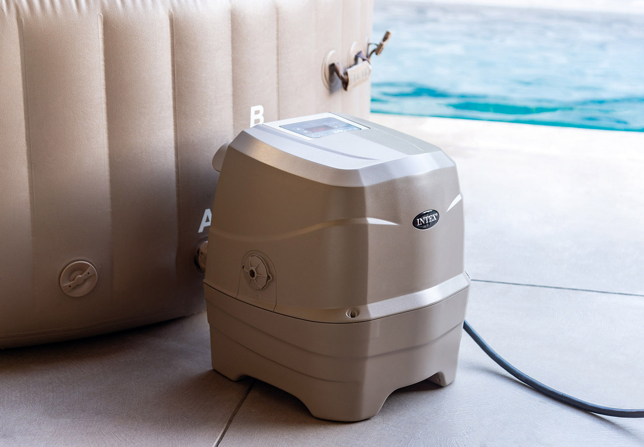 PureSpa™ Bubble Massage Inflatable Hot Tub w/ Energy Efficient Cover - 4 Person