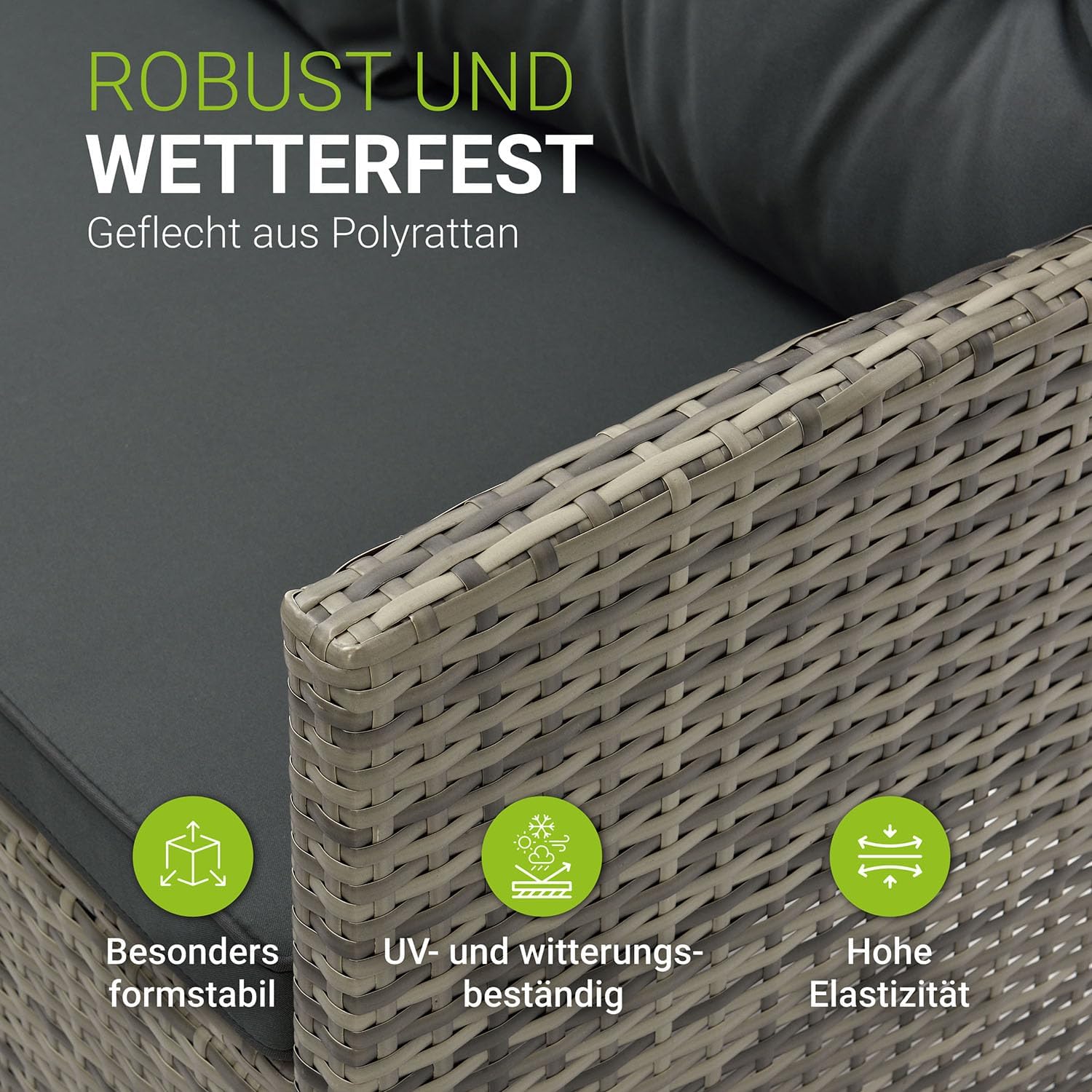 Juskys Polyrattan Lounge Manacor mit Ecksofa