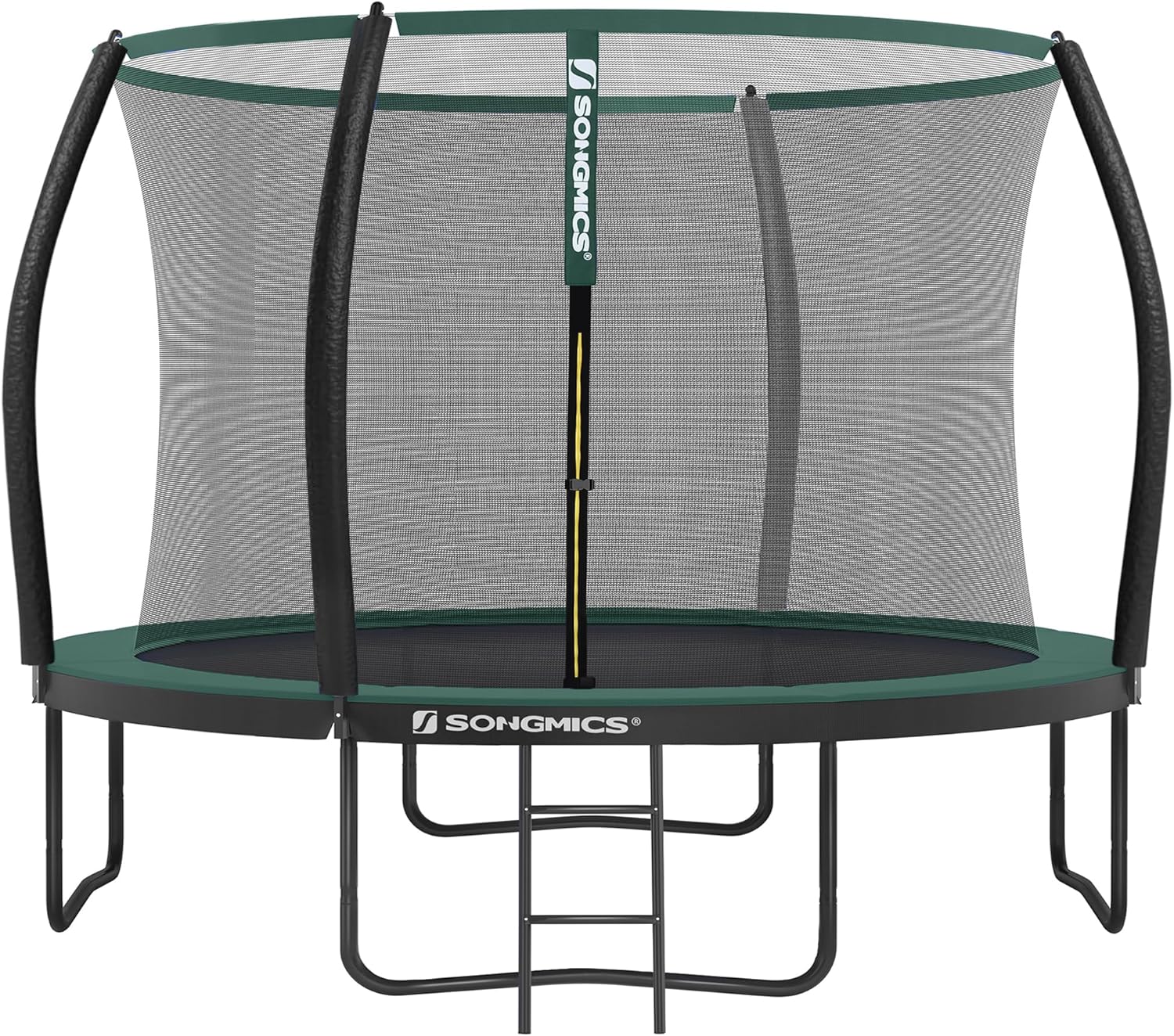 SONGMICS Trampolin Outdoor Ø 305 cm, rundes Gartentrampolin für Kinder mit Sicherheitsnetz, Randabdeckung, Leiter und gepolsterten Stangen
