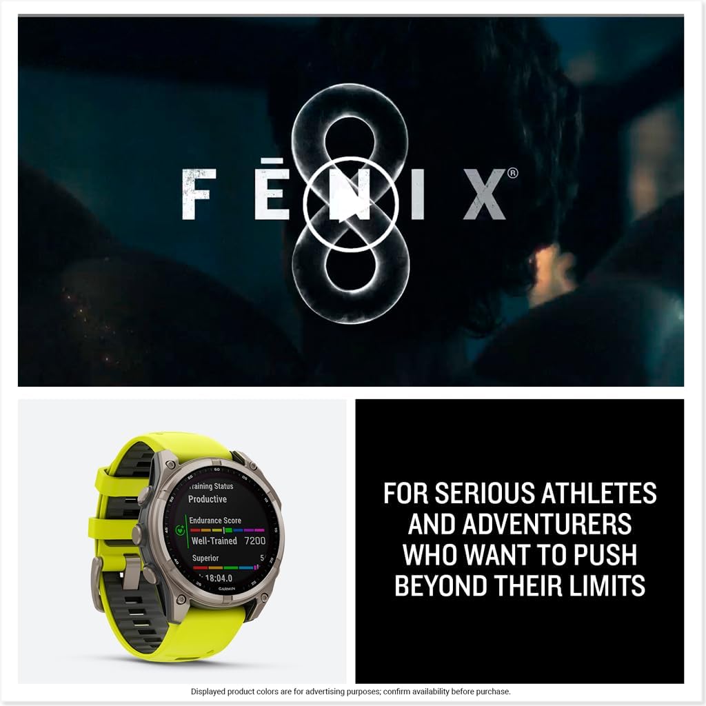 Garmin fēnix® 8 – 51 mm, AMOLED, Sapphire, Premium Multisport GPS Smartwatch, Long-Lasting Battery Life, Dive-Rated, Built-in LED Flashlight, Titanium with Spark Orange/Graphite Band