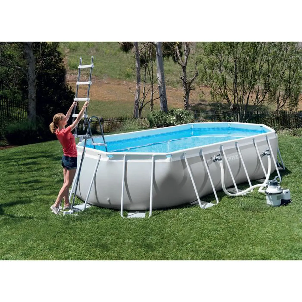 Kit piscine prism frame ovale tubulaire 6,10 x 3,05 x 1,22m et Nettoyeur