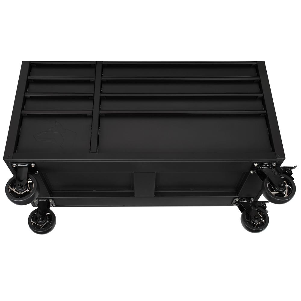 Industrial 52 In. W X 21.5 In. D 15-Drawer Tool Chest And Rolling Cabinet Combo With LED Light In Matte Black