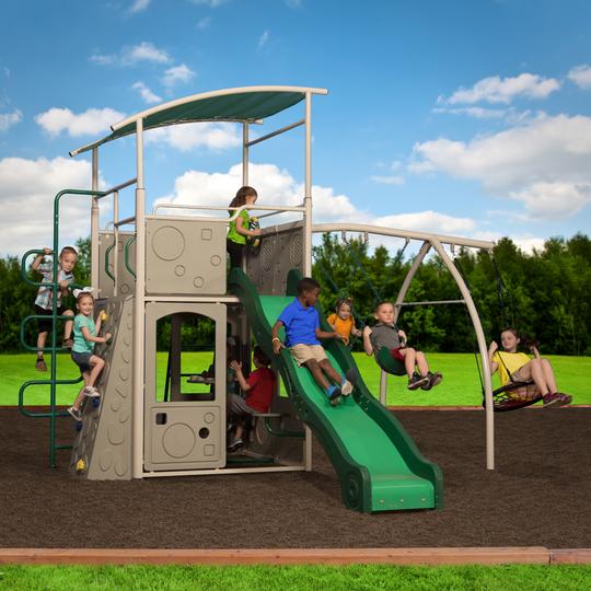 Castle Grey Metal Swing Set