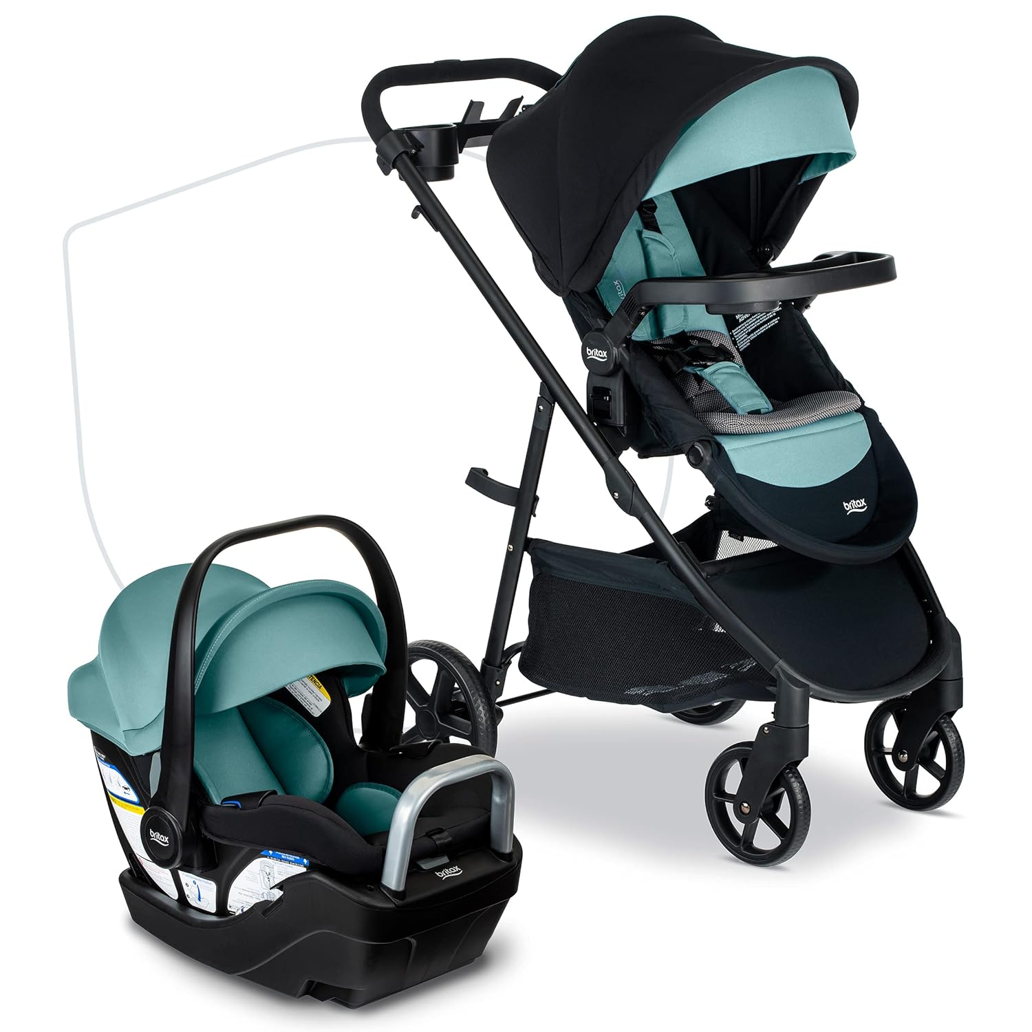 Britax Willow Brook S+ Baby Travel System, Infant Car Seat and Stroller Combo with Alpine Base, ClickTight Technology, SafeWash Insert and Cover, Sand Onyx