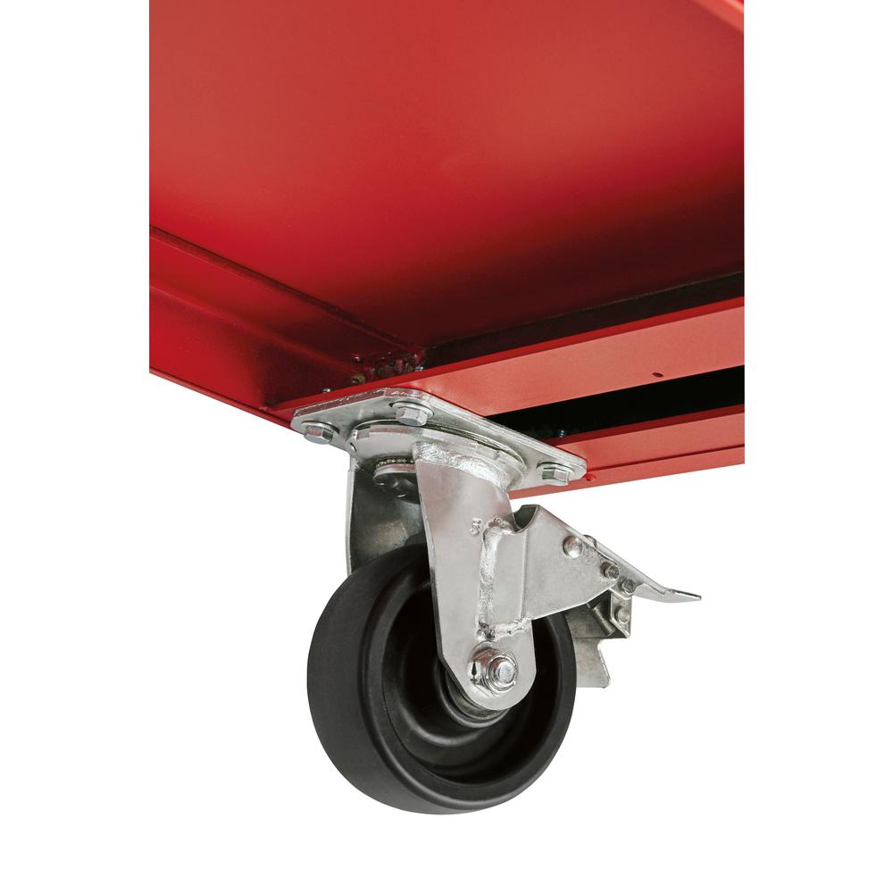 61 In. 11-Drawer/1-Door 22 In. D Mobile Workbench With Sliding Pegboard Back Wall In Red/Black