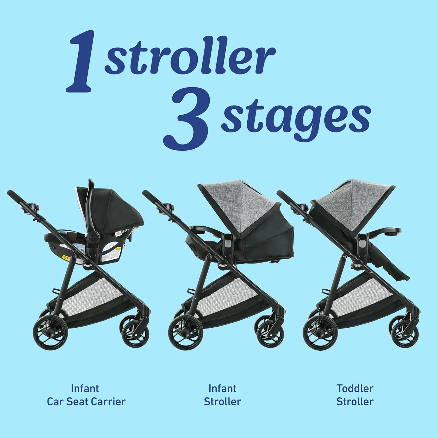 Graco Modes Element Travel System, 3-in-1 Baby Stroller and Car Seat Combo with Rear-Facing SnugRide SnugLock 35 Lite Infant Car Seat, Rear-Facing from 1.8-16 kg (4-35 lb), Miles