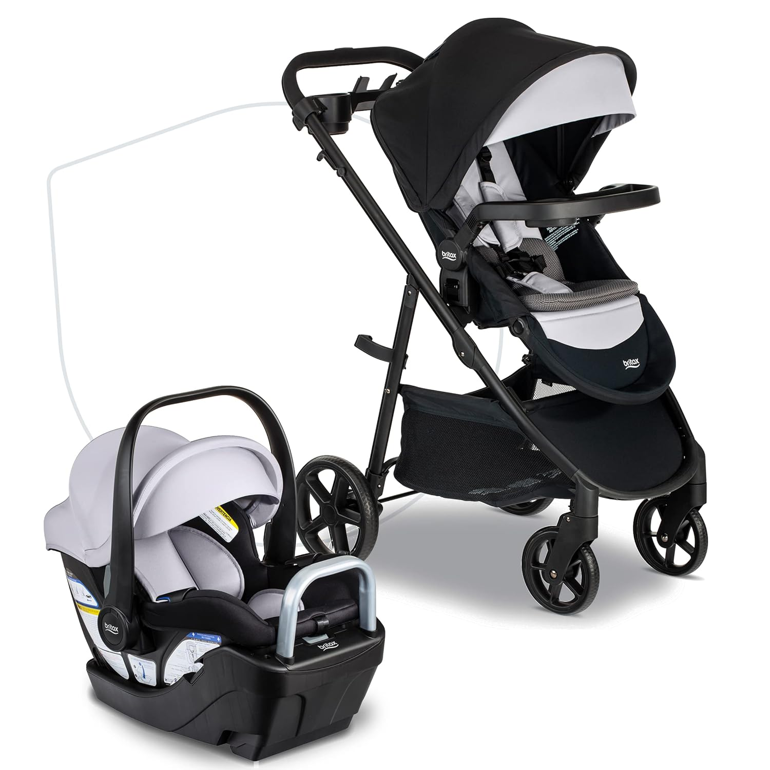 Britax Willow Brook S+ Baby Travel System, Infant Car Seat and Stroller Combo with Alpine Base, ClickTight Technology, SafeWash Insert and Cover, Sand Onyx
