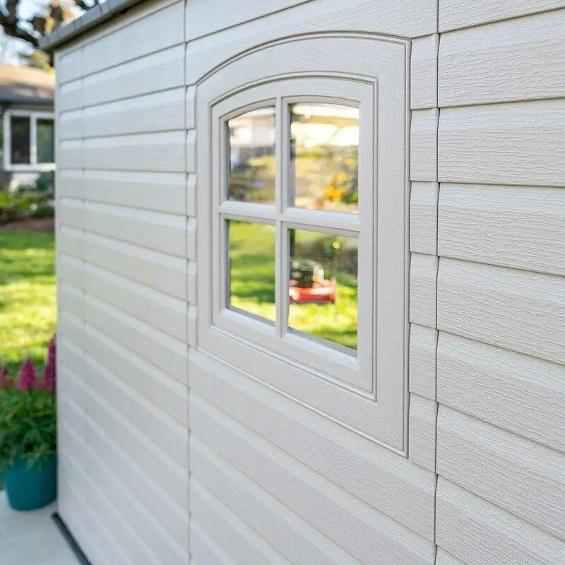 8' wide x 15' deep plastic storage shed