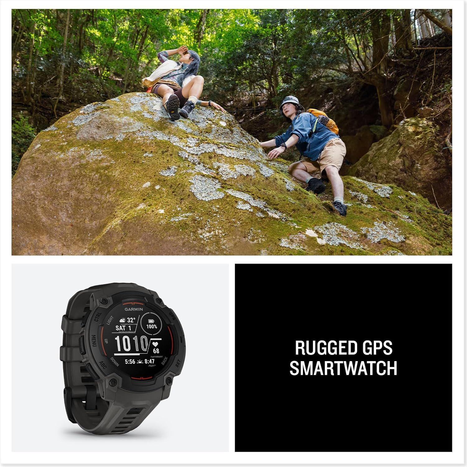 Garmin Instinct® 3 Tactical Edition, 50mm, Solar Charged Display, Rugged Outdoor GPS Smartwatch