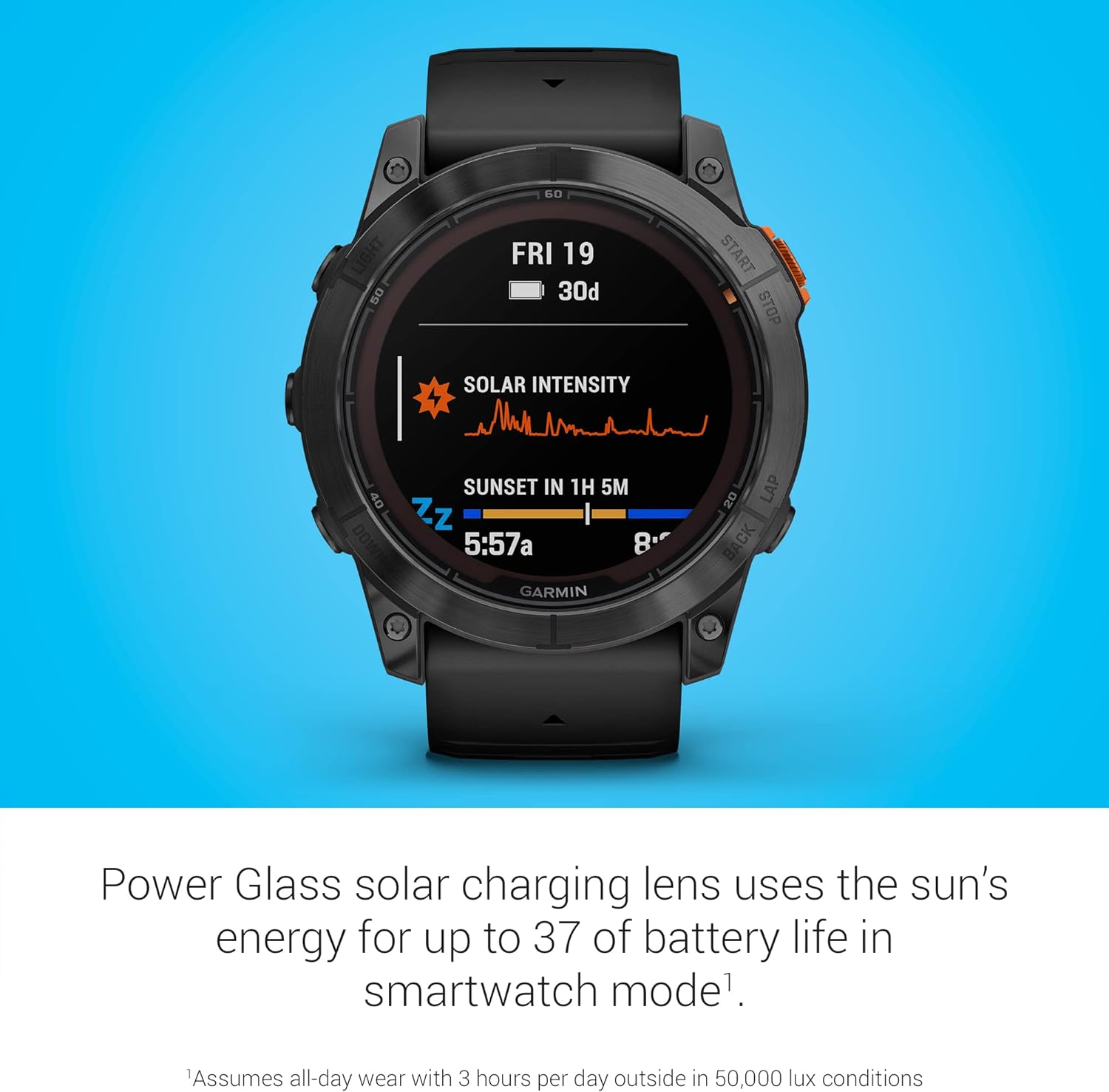Garmin fēnix 7X Pro Sapphire Solar, Multisport GPS Smartwatch, Built-in Flashlight, Solar Charging Capability, 010-02778-10, Black