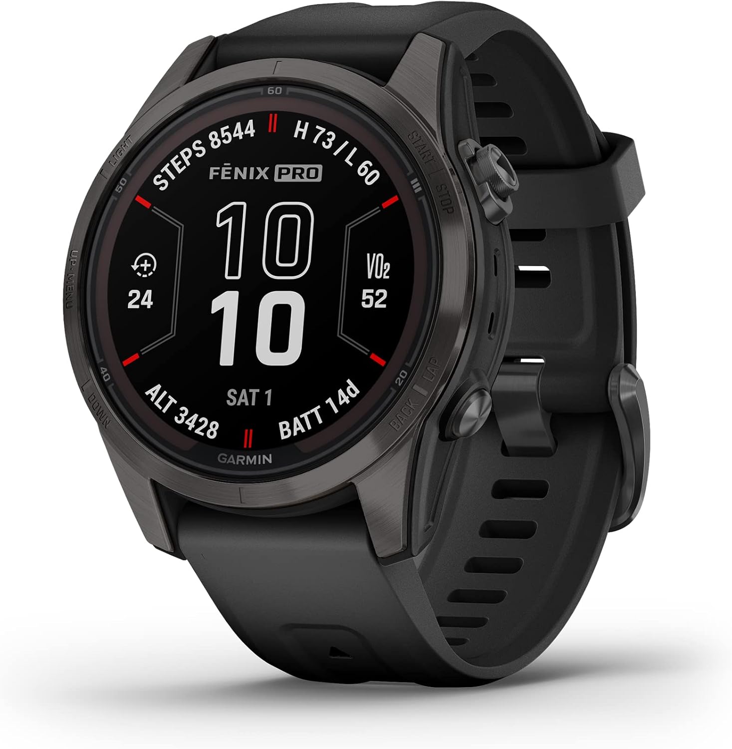 Garmin fēnix 7X Pro Sapphire Solar, Multisport GPS Smartwatch, Built-in Flashlight, Solar Charging Capability, 010-02778-10, Black