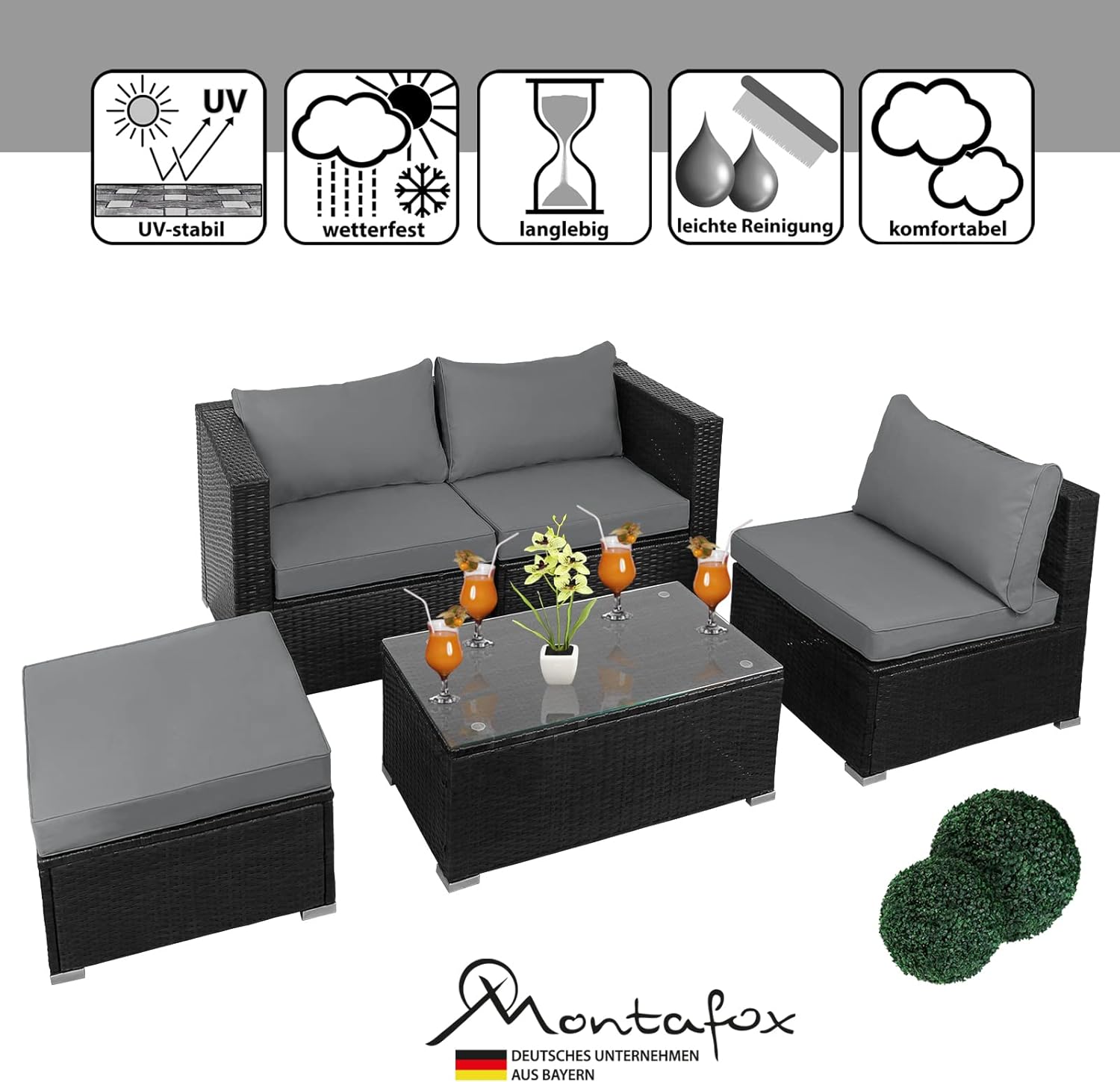 Montafox 12-piece polyrattan lounge garden furniture