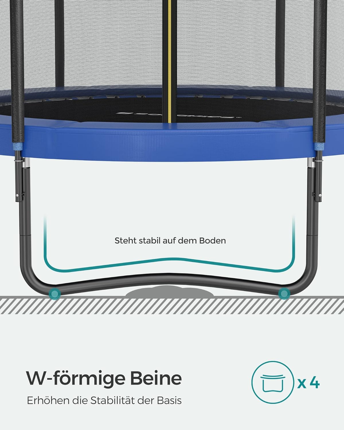 SONGMICS Trampolin Outdoor Ø 366 cm, rundes Gartentrampolin mit Sicherheitsnetz und Leiter, Randabdeckung, gepolstertes Gestell, für Kinder