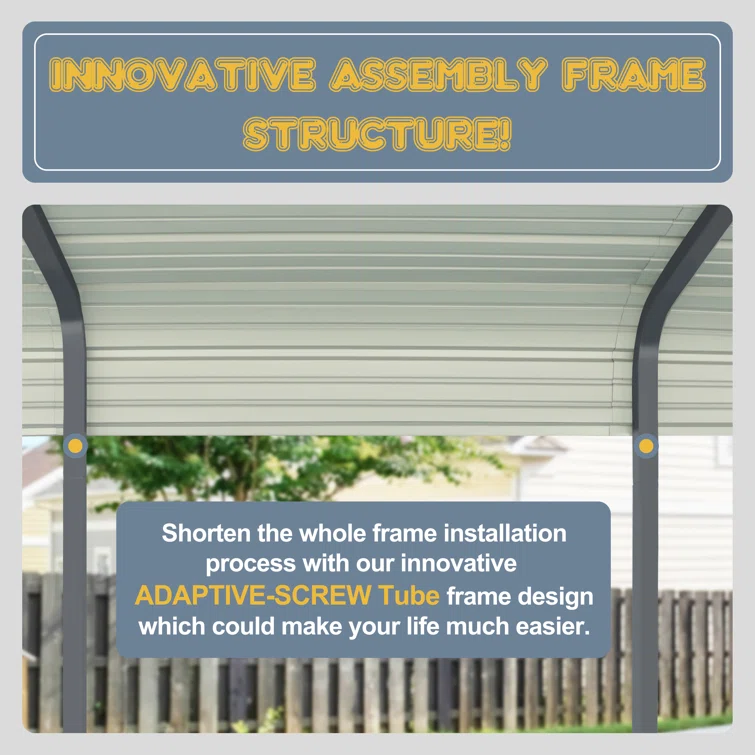 Steel Carport, Galvanized Gray