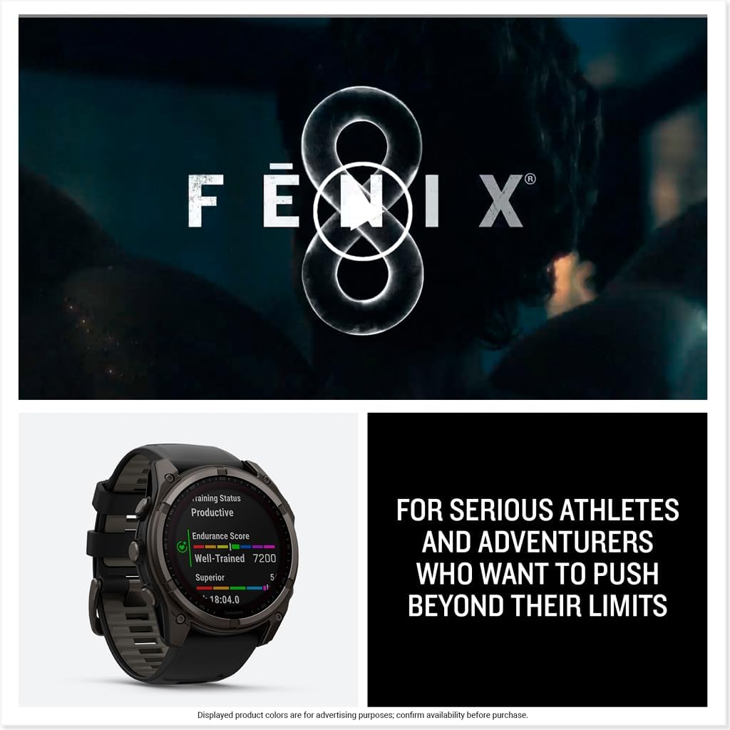 Garmin fēnix® 8 – 51 mm, AMOLED, Sapphire, Premium Multisport GPS Smartwatch, Long-Lasting Battery Life, Dive-Rated, Built-in LED Flashlight, Titanium with Spark Orange/Graphite Band