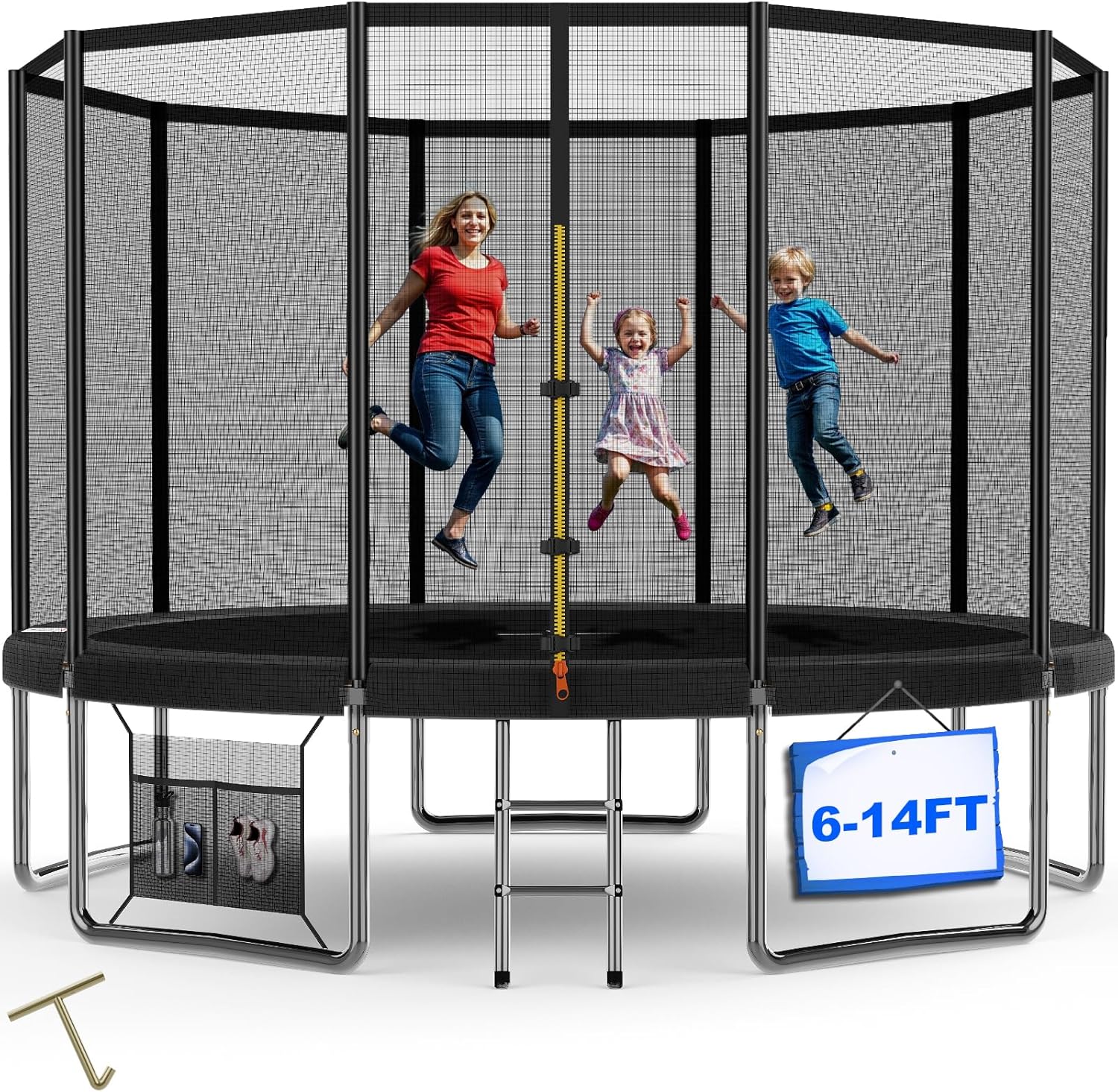 Devoko Trampolin Outdoor Ø 366 cm Indoor Trampolin Kinder Gartentrampoline, Komplettset mit Schuhnetz, Leiter, Randabdeckung, Sicherheitsnetz, Belastbarkeit 150 kg