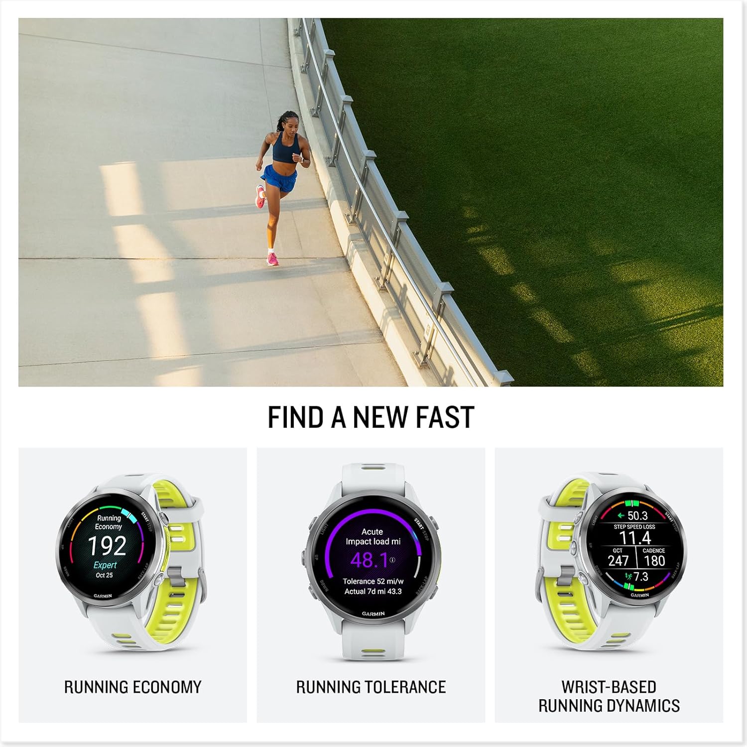 Garmin® Forerunner® 970, Premium GPS Running and Triathlon Smartwatch, AMOLED Display, Built-in LED Flashlight, Soft Gold Titanium with French Gray Case and French Gray/Translucent Indigo Band