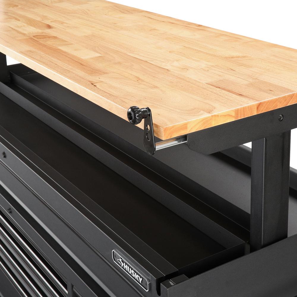Heavy-Duty 72 In. W 18-Drawer, Deep Tool Chest Mobile Workbench In Matte Black With Adjustable-Height Hardwood Top