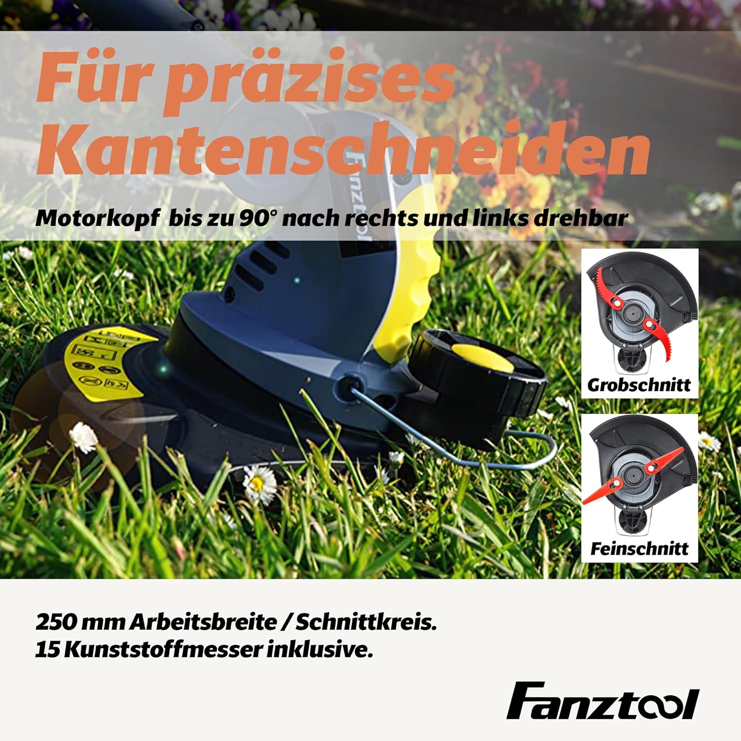 FANZTOOL 20 V Motor Hoe, Mini Tiller, Garden Hoe, Cultivator, 20 cm Working Width and Powerful 2.5 Ah Li-ion