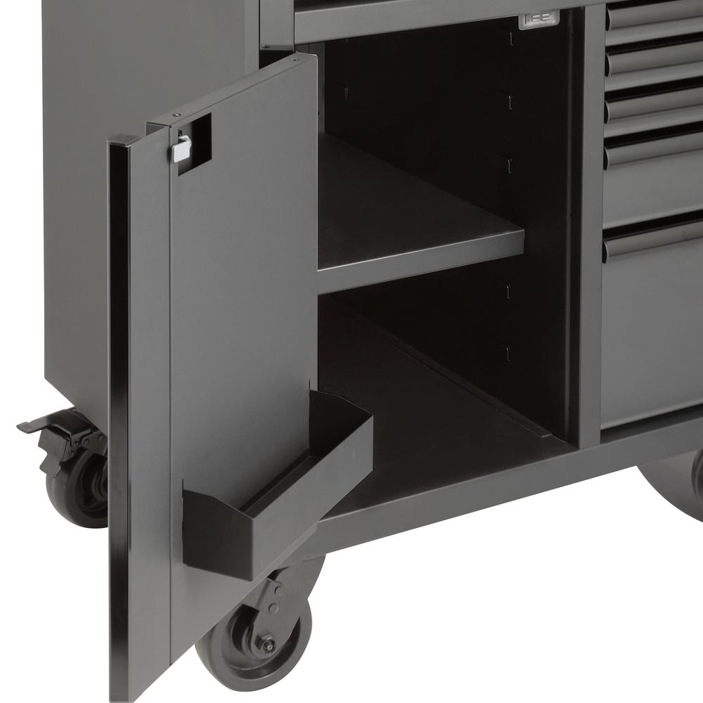 Heavy-Duty 61 In. W 10-Drawer, Deep 1-Door Tool Chest Mobile Workbench In Gloss Red With Flip-Up Pegboard