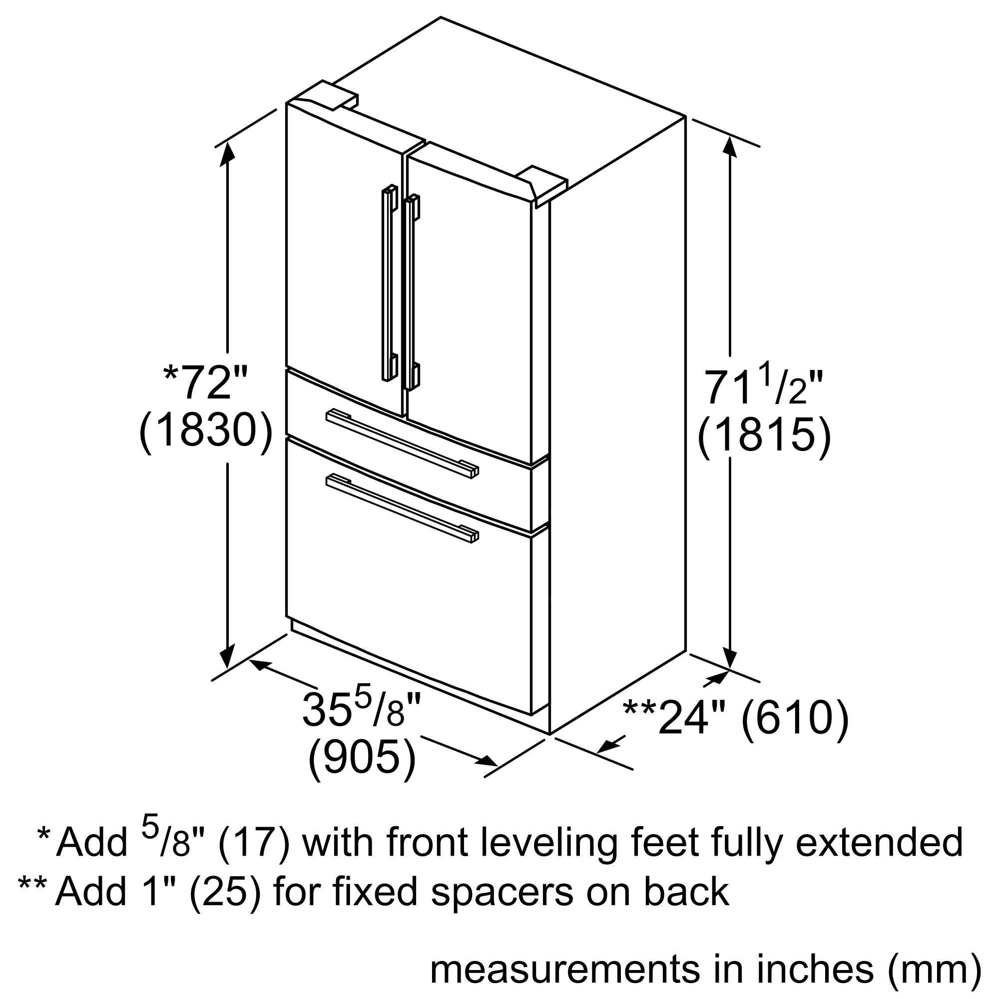 Bosch B36CL80SNS 800 Series French Door Bottom Mount Refrigerator 36'' Stainless steel (with anti-fingerprint)