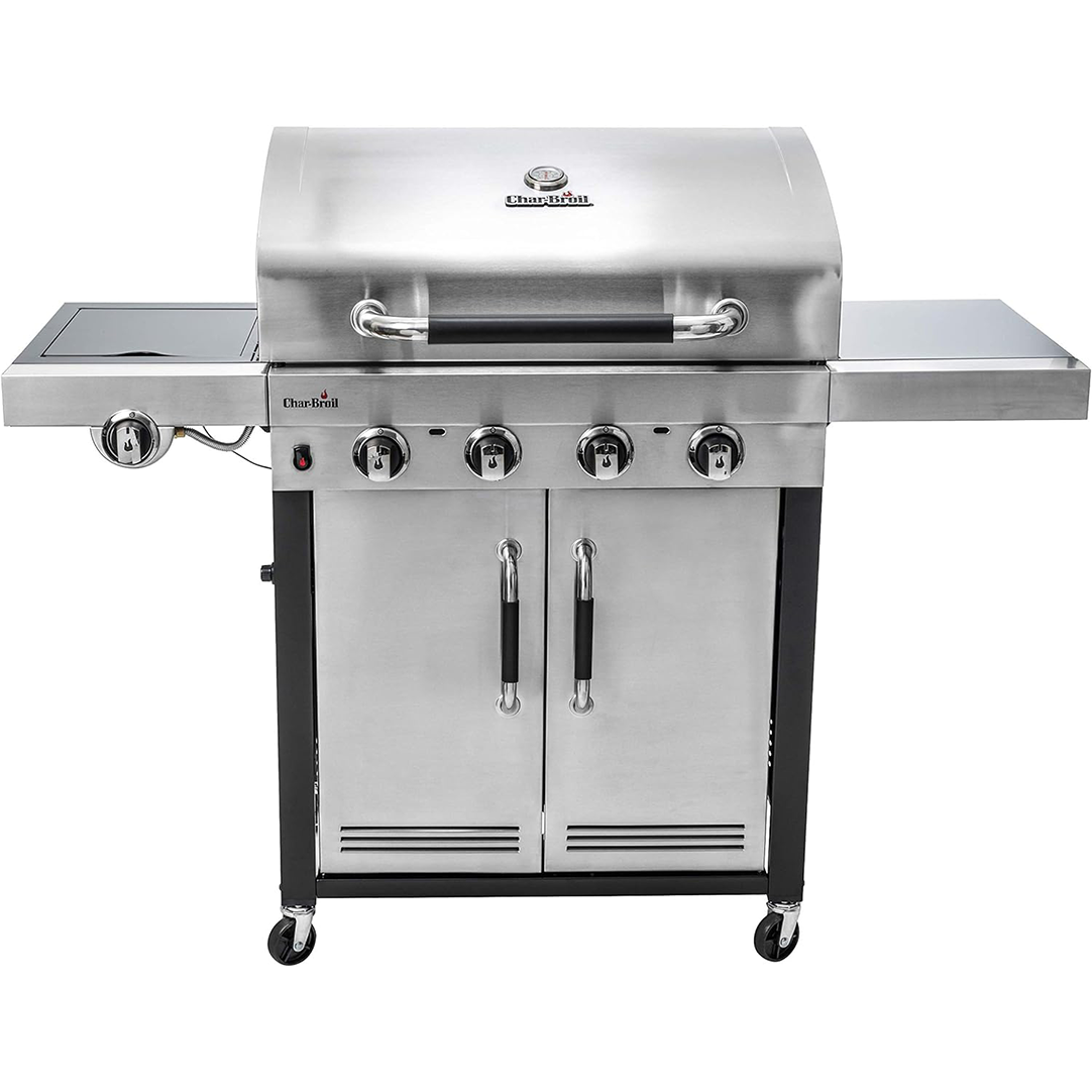 Char-Broil Advantage Series 445S, Barbecue In Acciaio Inox A Quattro Bruciatori Con Bruciatore Laterale, 144 x 59.5 x 115.5 Cm