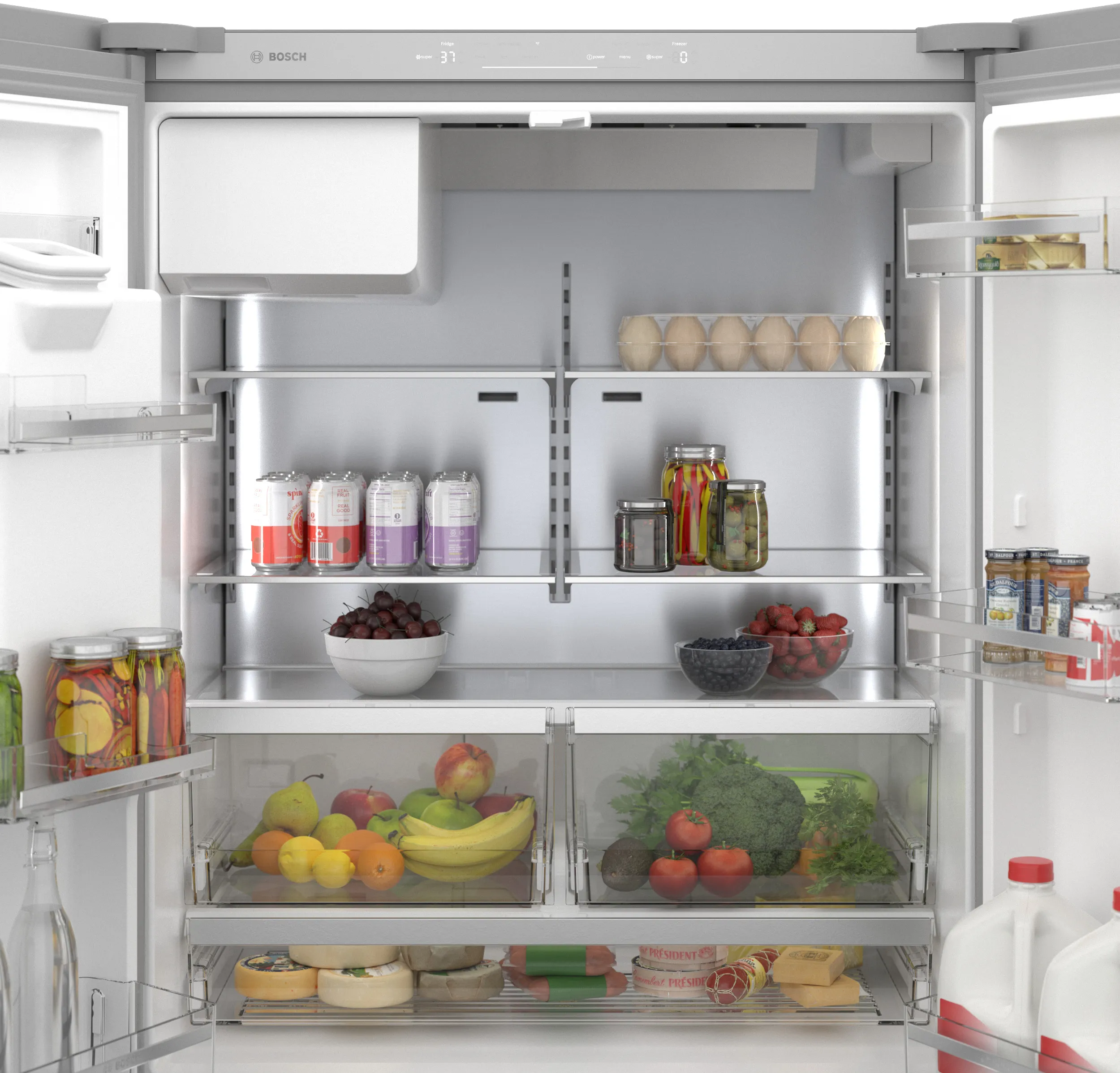 Bosch B36CD50SNS 500 Series French Door Bottom Mount Refrigerator 36'' Stainless steel (with anti-fingerprint), Total No Frost