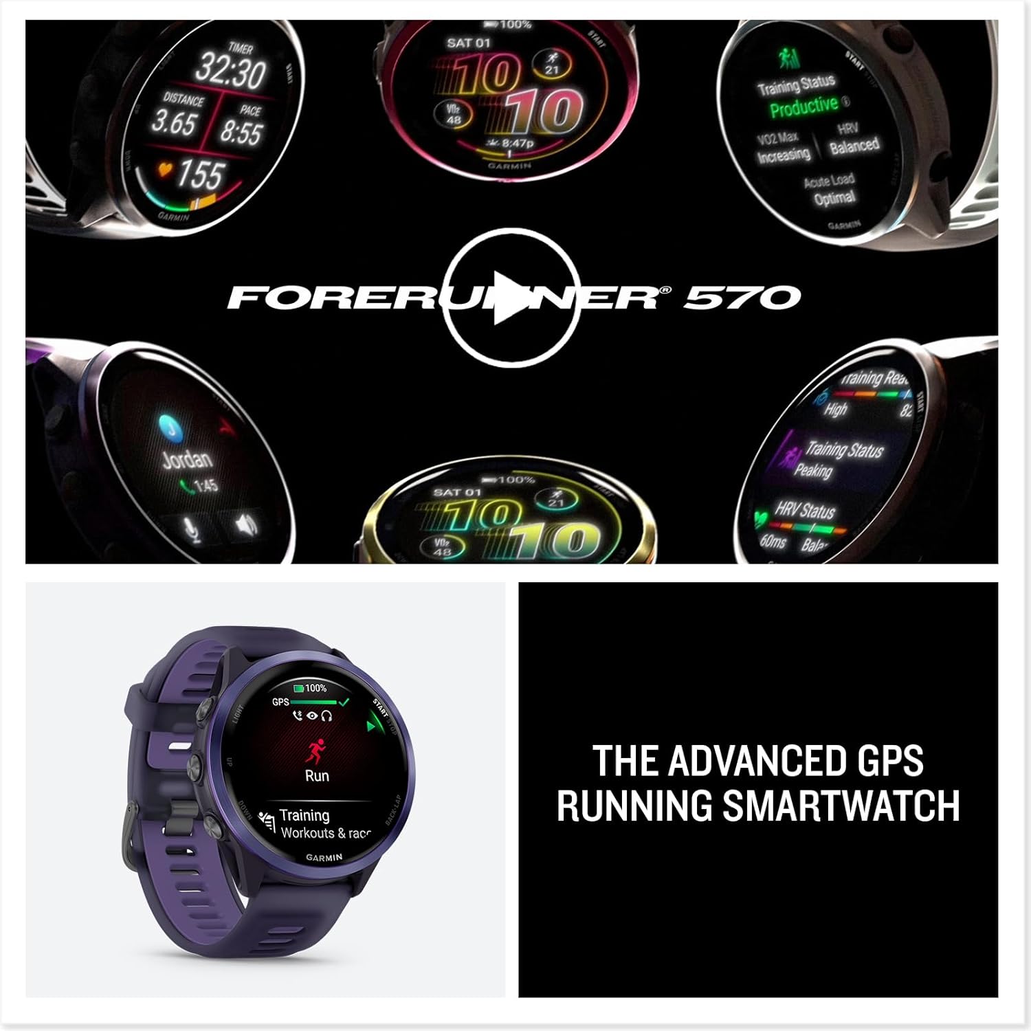 Garmin® Forerunner® 570, 42mm, Advanced GPS Running and Triathlon Smartwatch, AMOLED Display, Training and Recovery Features, Raspberry Aluminum with Translucent Bone/Mango Band