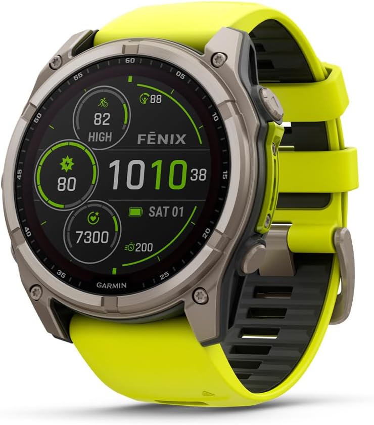 Garmin fēnix® 8 – 51 mm, AMOLED, Sapphire, Premium Multisport GPS Smartwatch, Long-Lasting Battery Life, Dive-Rated, Built-in LED Flashlight, Titanium with Spark Orange/Graphite Band