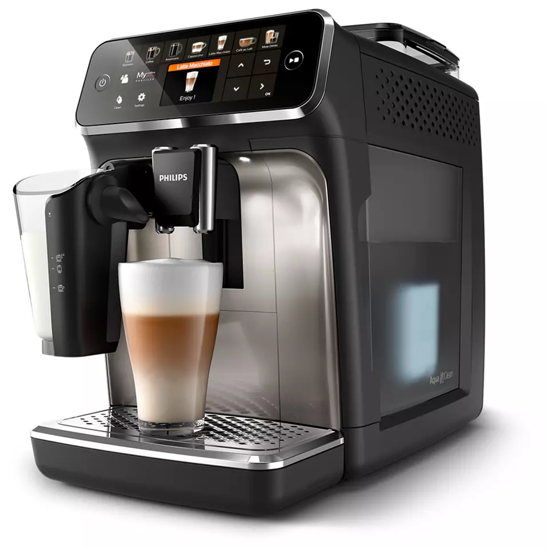 Philips Series 5400 Kaffeevollautomat – LatteGo Milchsystem, 12 Kaffeespezialitäten, Intuitives Display, 4 Benutzerprofile, Chrom