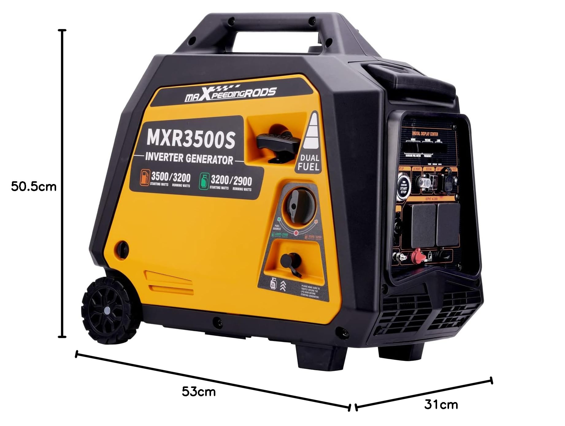 maXpeedingrods 3500W Petrol Inverter Generator Dual Fuel 4-Stroke Electric Start Generator for Camping, RV Travel, Home, or Jobsites