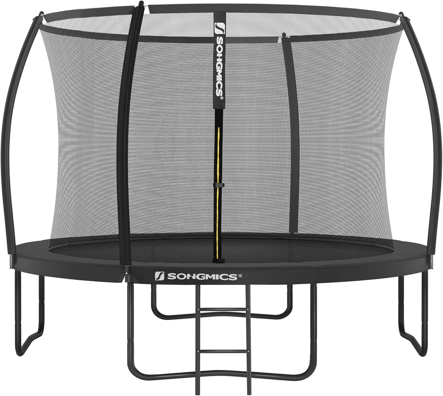 SONGMICS Trampolin Outdoor Ø 366 cm, rundes Gartentrampolin für Kinder mit Sicherheitsnetz, Randabdeckung, Leiter und gepolsterten Stangen