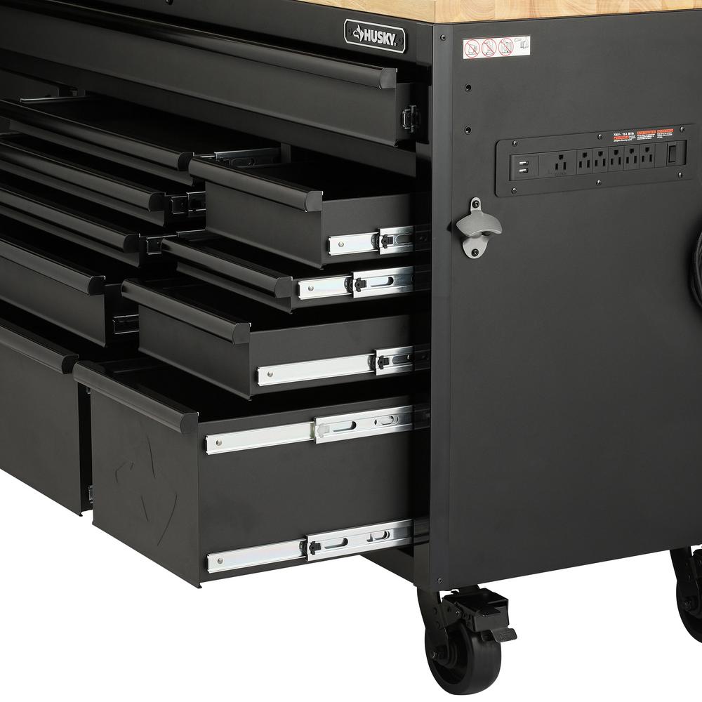 Heavy-Duty 61 In. W 10-Drawer, Deep 1-Door Tool Chest Mobile Workbench In Gloss Red With Flip-Up Pegboard