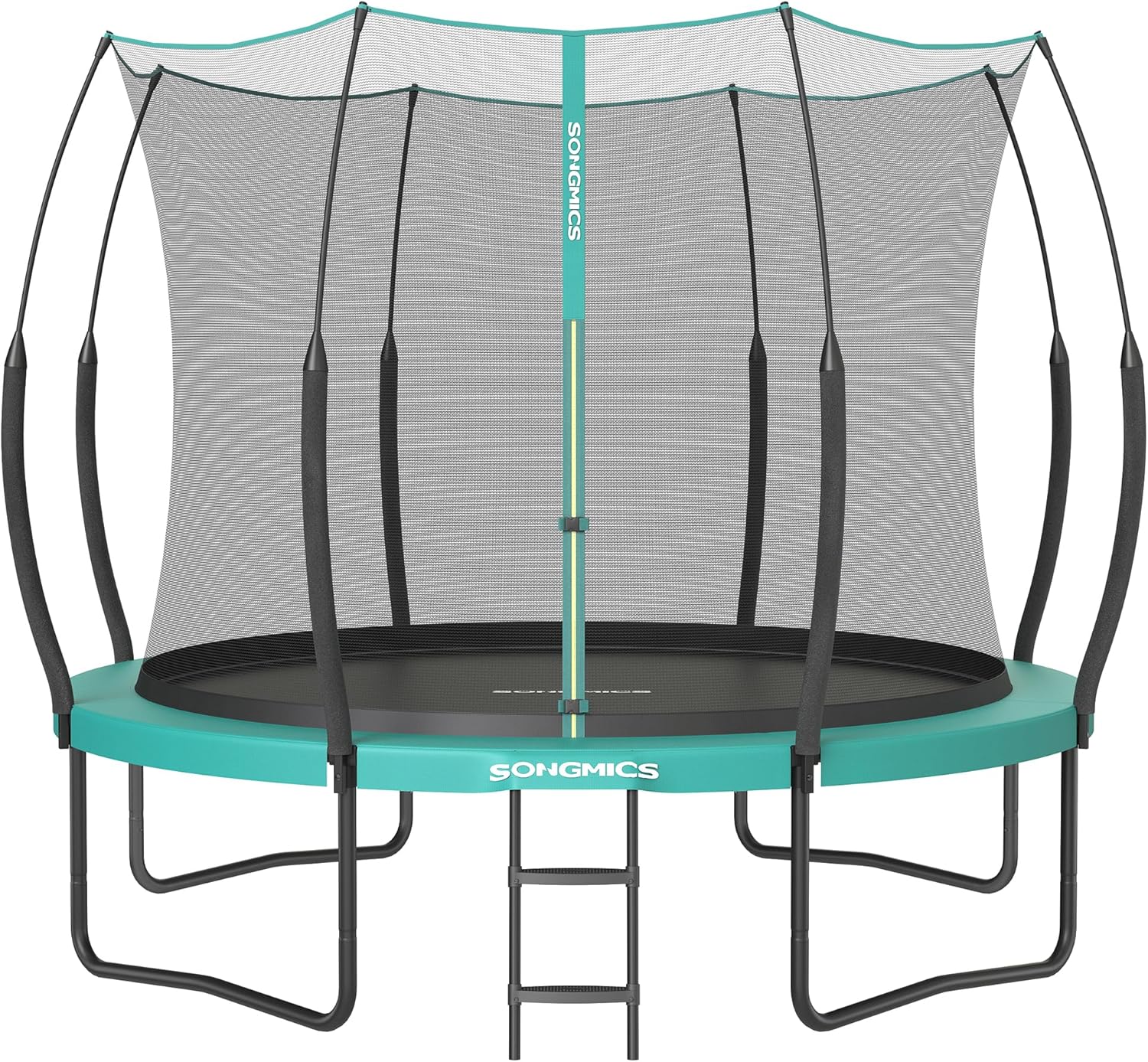 SONGMICS Federloses Trampolin Ø 244 cm, Trampolin Outdoor für Kinder, elastische Seile, Sicherheitsnetz mit Reißverschluss, Glasfaserstangen, sicher, geräuscharm
