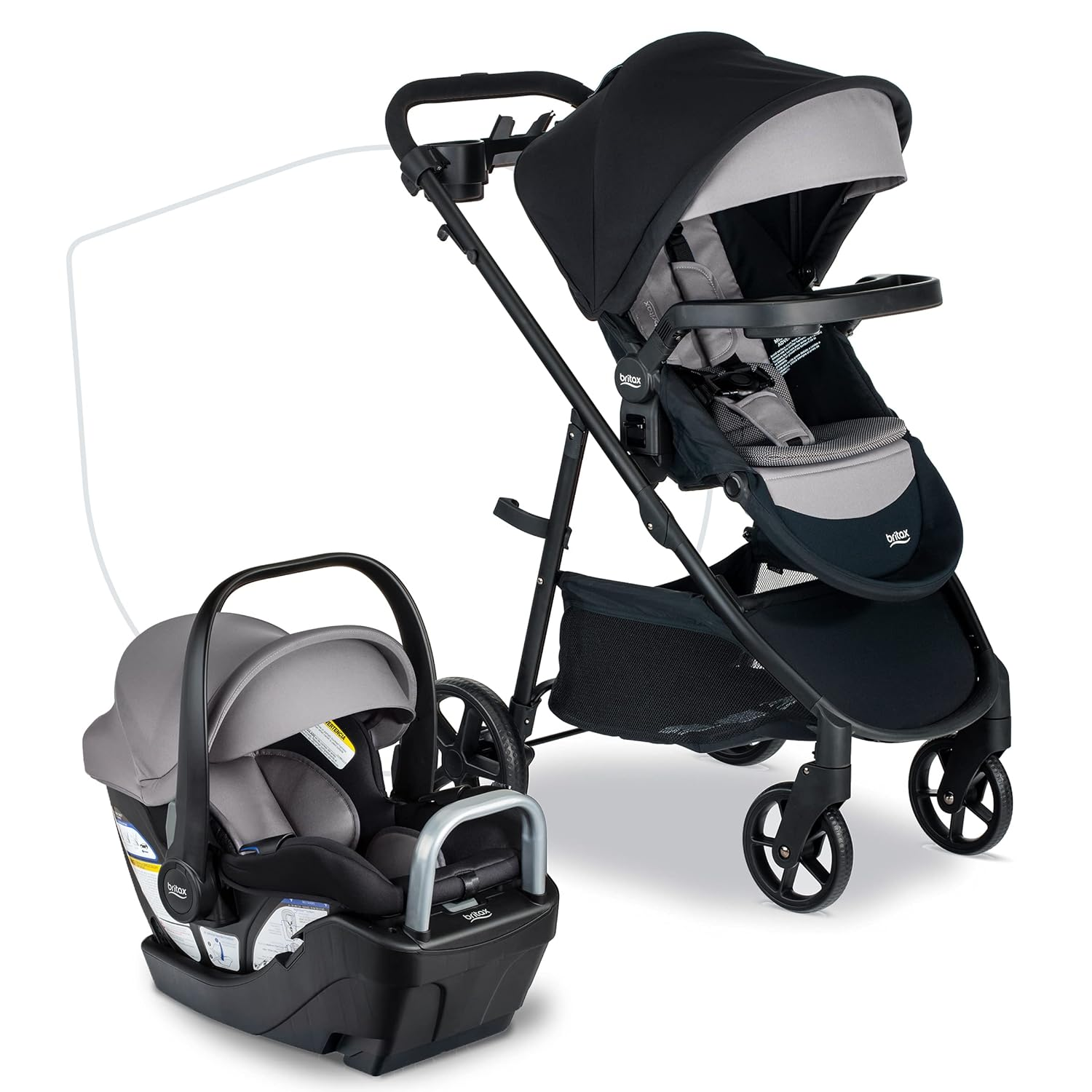 Britax Willow Brook S+ Baby Travel System, Infant Car Seat and Stroller Combo with Alpine Base, ClickTight Technology, SafeWash Insert and Cover, Sand Onyx