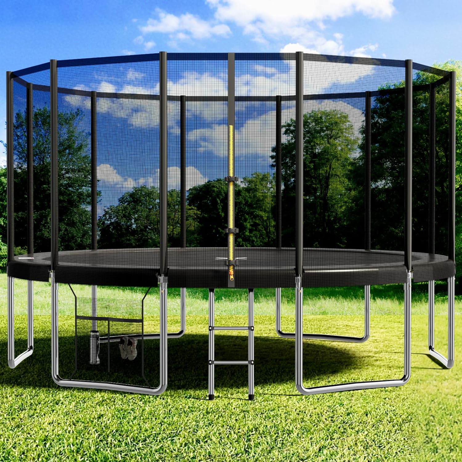 Devoko Trampolin Outdoor Ø 427 cm Indoor Trampolin Kinder Gartentrampoline, Komplettset mit Schuhnetz, Leiter, Randabdeckung, Sicherheitsnetz, Belastbarkeit 150 kg