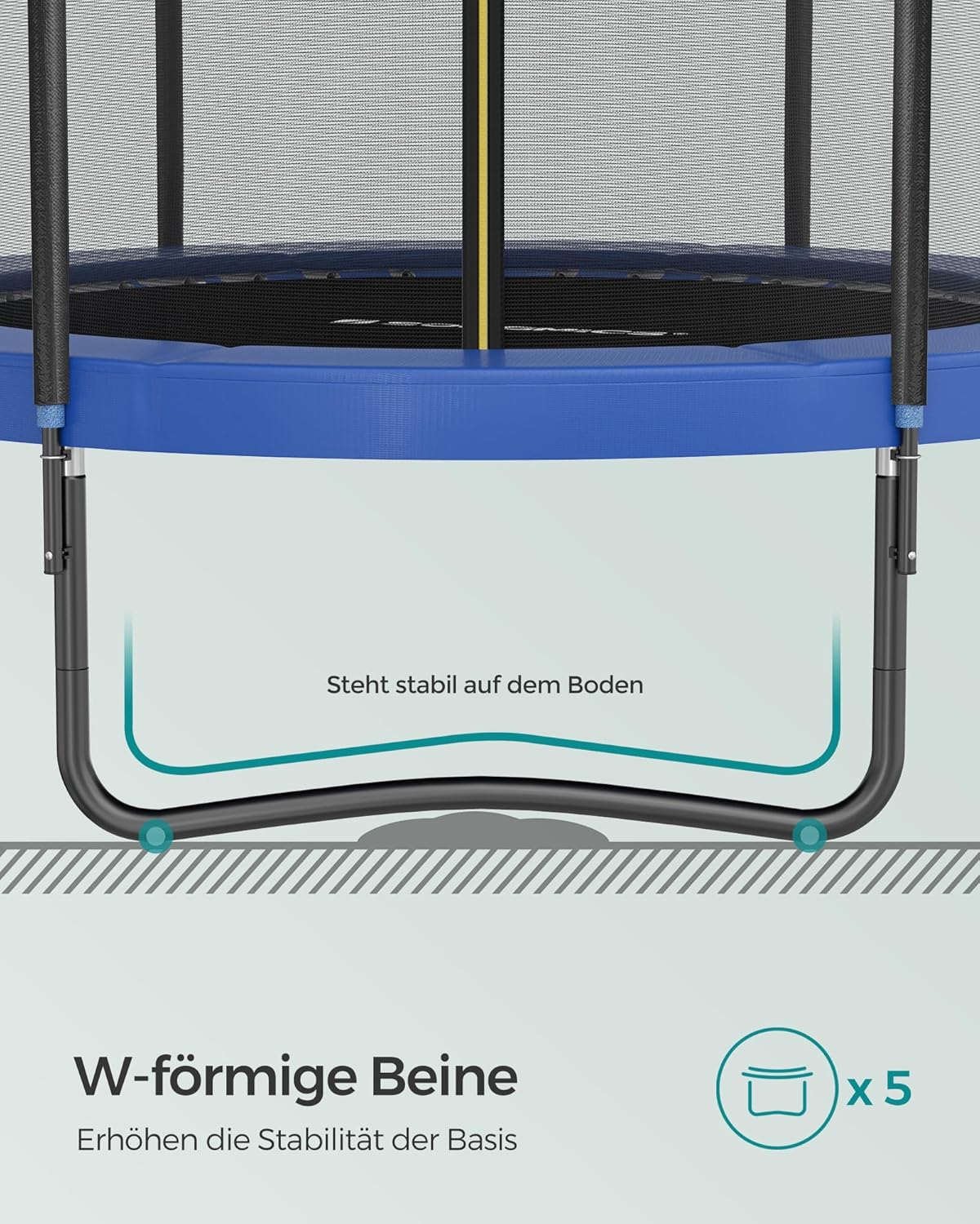SONGMICS Trampolin Outdoor Ø 427 cm, rundes Gartentrampolin mit Sicherheitsnetz und Leiter, Randabdeckung, gepolstertes Gestell, für Kinder