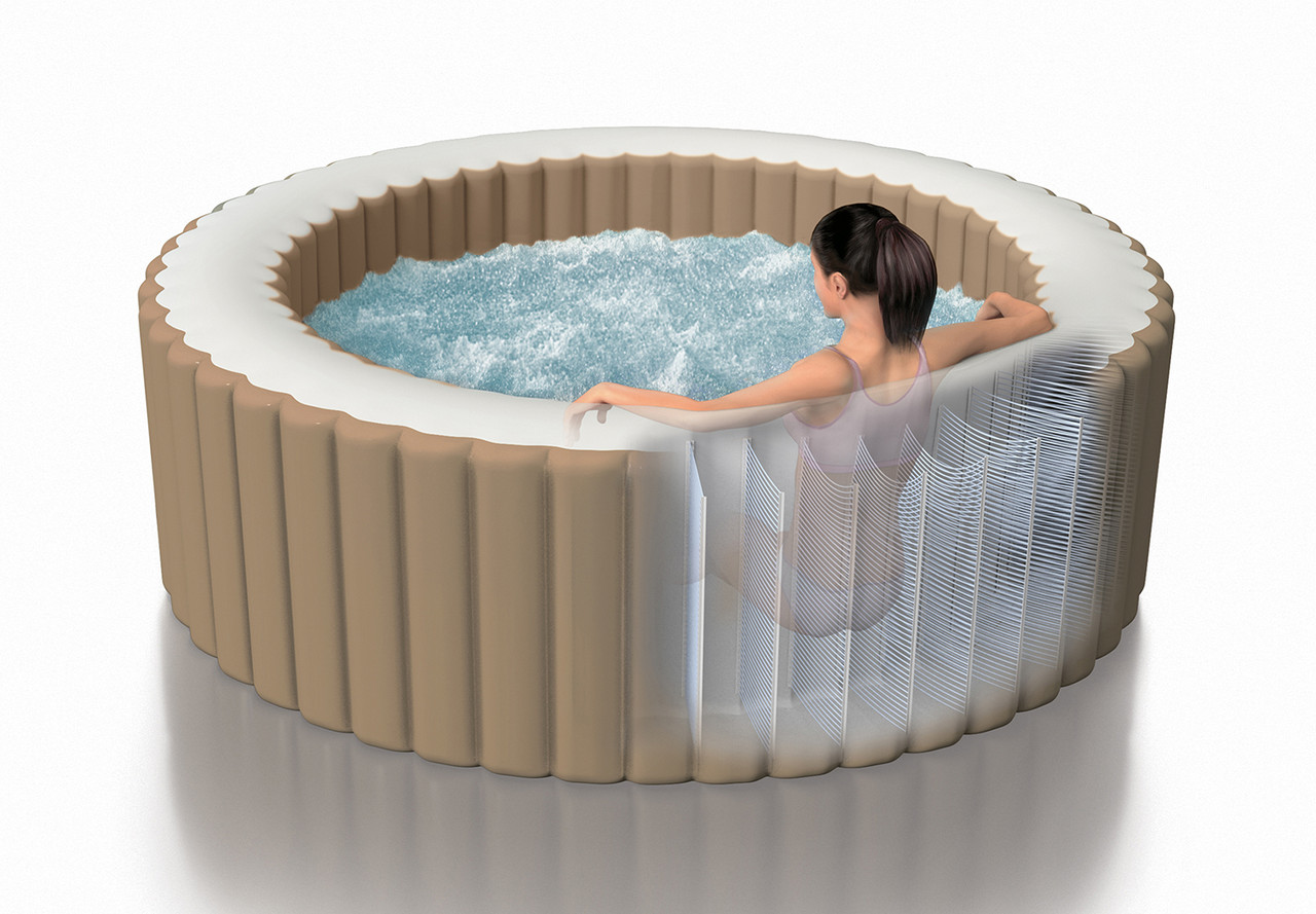 PureSpa™ Bubble Massage Inflatable Hot Tub w/ Energy Efficient Cover - 4 Person