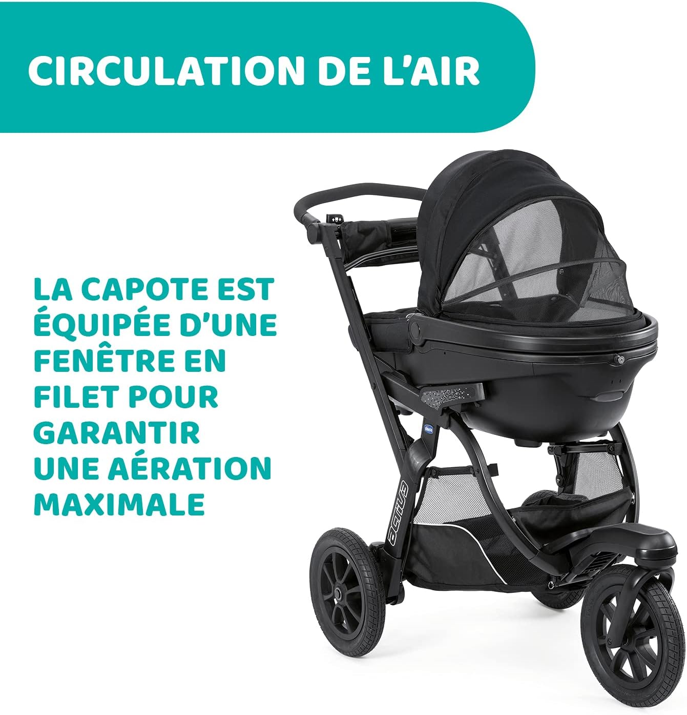 Chicco Trio Activ3 3 in 1 Stroller with Car Travel Set, 3-Wheel Reclining Cane, Pram/Carrycot and Baby Car Seat Group 0+, with Folding and Compact Closure - Black