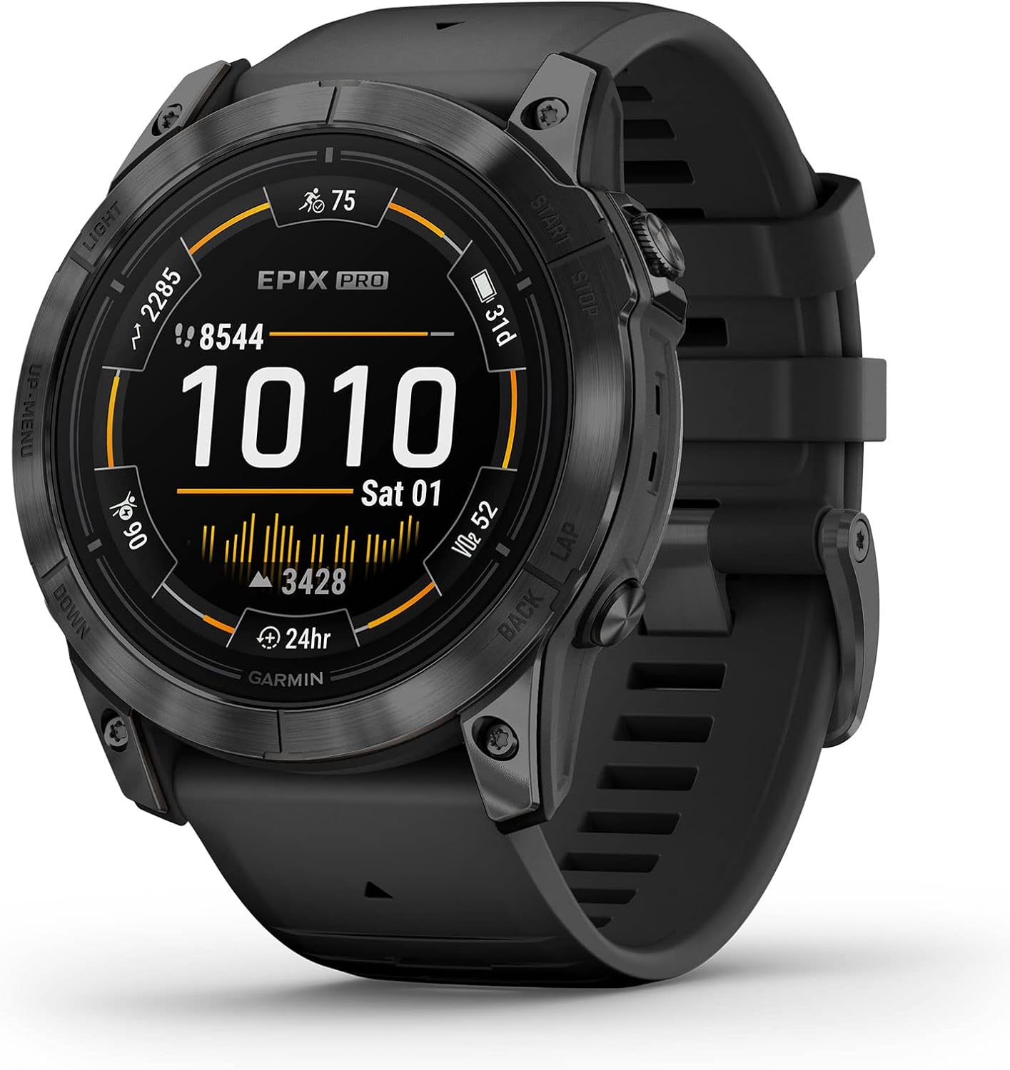 Garmin epix Pro (Gen 2) Sapphire Edition, 47mm, High Performance Smartwatch, Advanced Training Technology, Built-in Flashlight, Black