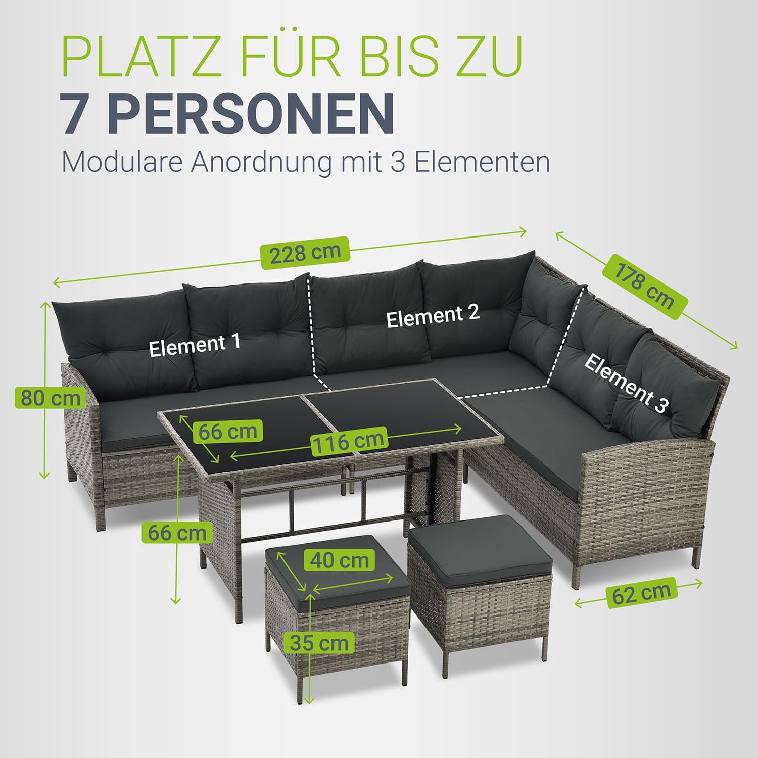 Juskys Polyrattan Lounge Manacor mit Ecksofa