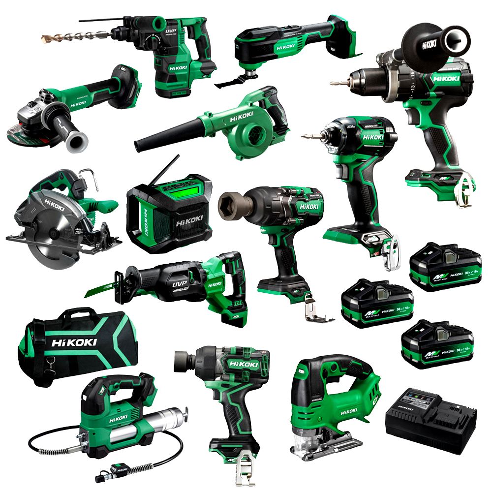 HiKOKI KC36D13P(PMZ) 36V 18V 5.0Ah / 36V 2.5.Ah Li-ion MultiVolt Cordless Brushless 13pce Mega Combo Kit