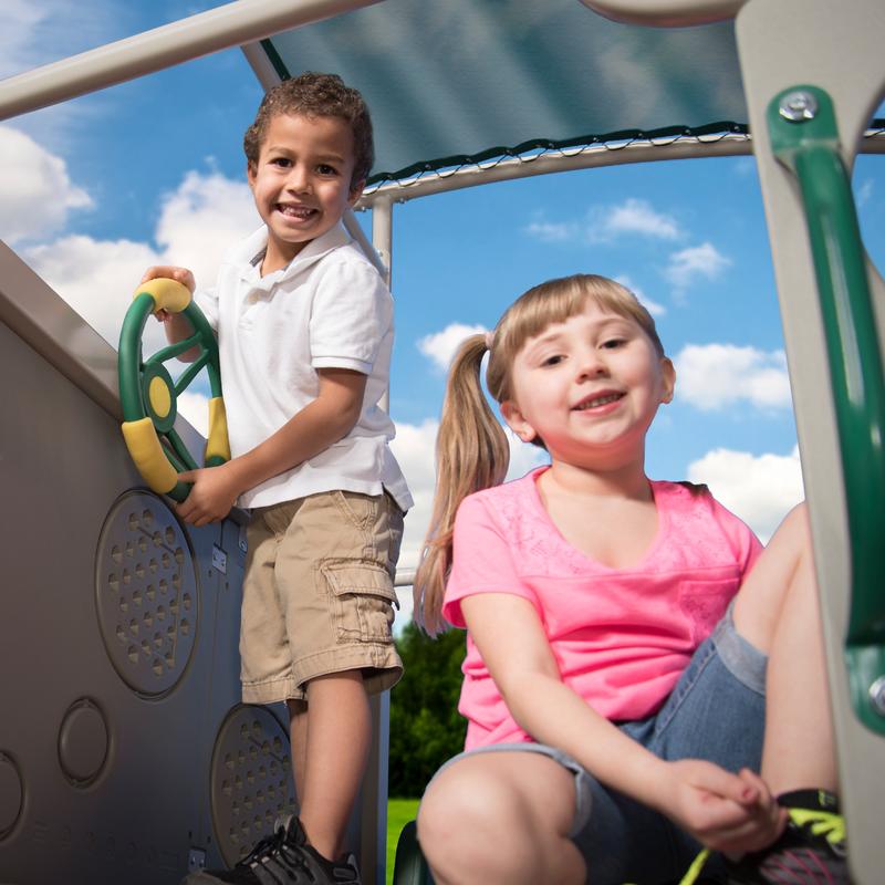 Castle Grey Metal Swing Set
