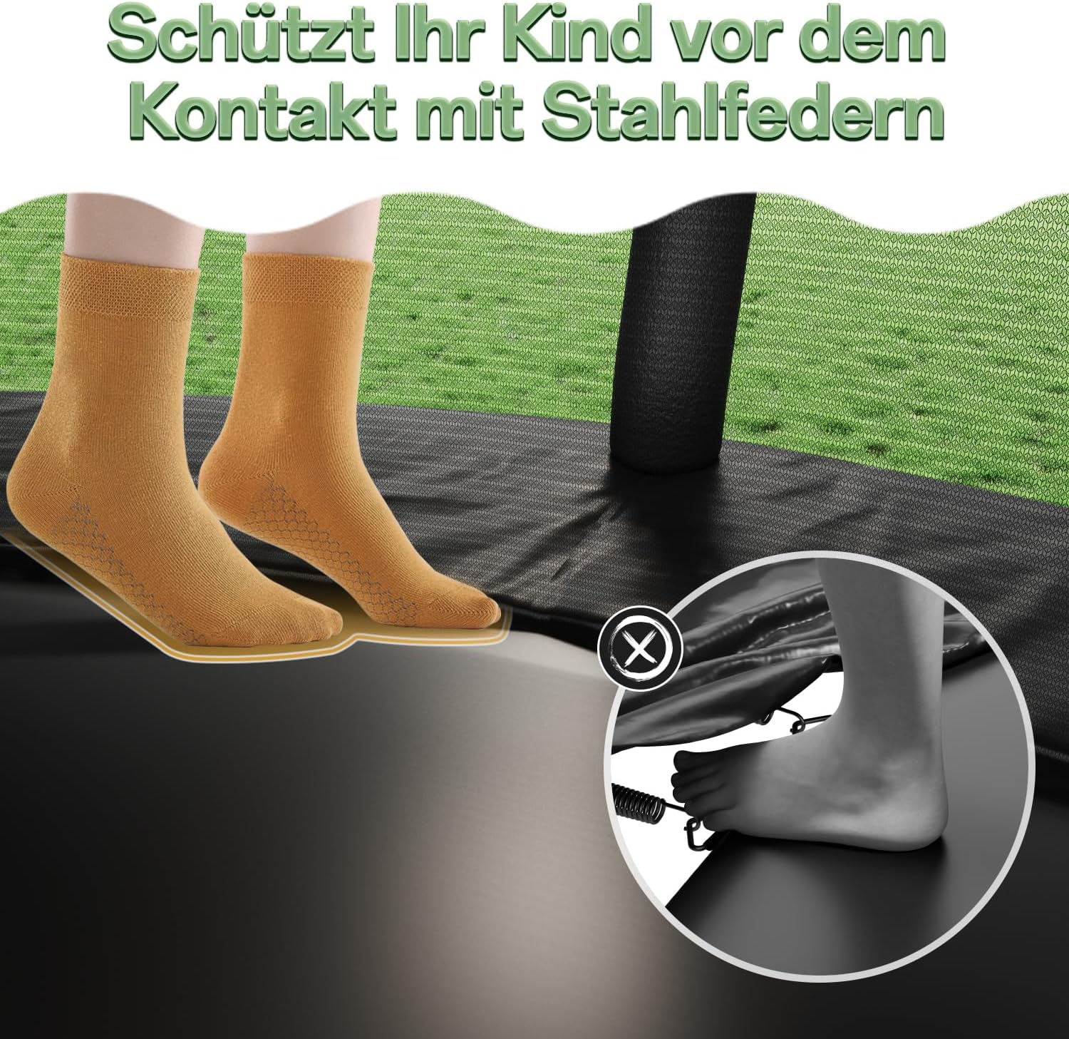 Flamaker Trampolin Outdoor Kinder, Gartentrampolin Ø 366/427cm mit Netz, Bodenanker, Stabile Rahmenkonstruktion, Wetterfest und rostfrei, Outdoor Trampolin für Kinder & Erwachsene Belastbarkeit 160kg